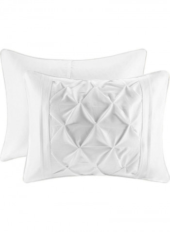 3-Pieces Designer Square Pattern Tufted Duvet Set Cotton White 114x96inch