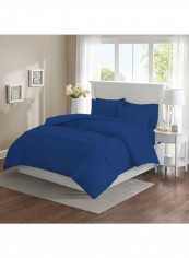3-Piece Duvet Cover Set Cotton Royal Blue 102x86inch
