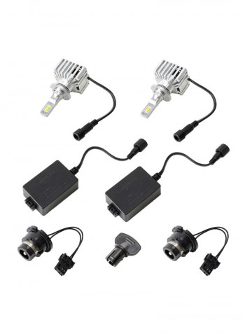 2-Piece LED Headlight Set With Adapter For D2S D2R