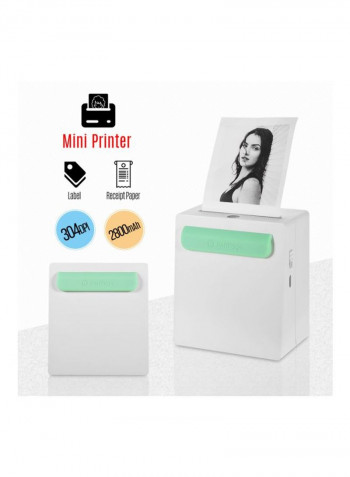 A8 Wireless Thermal Clip Design Receipt Label Printer أبيض/أخضر