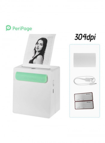 A8 Wireless Thermal Clip Design Receipt Label Printer أبيض/أخضر