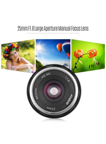 Manual Focus Wide Angle Fisheye Lens Black