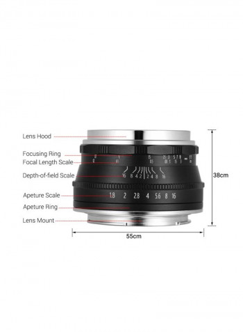 Manual Focus Wide Angle Fisheye Lens Black