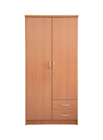 2 Door Wooden Lock Cabinet Beige 90x190x55centimeter