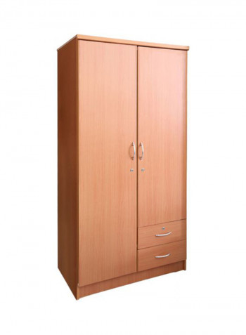 2 Door Wooden Lock Cabinet Beige 90x190x55centimeter