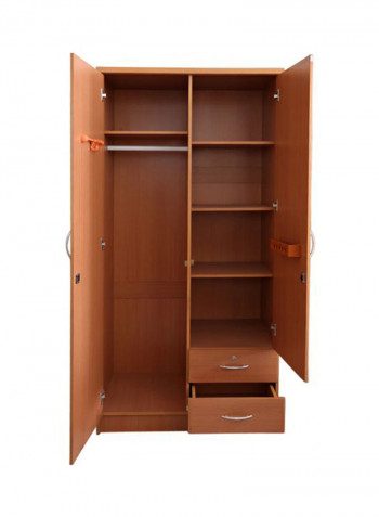 2 Door Wooden Lock Cabinet Beige 90x190x55centimeter