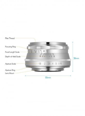 Manual Focus Wide Angle Fisheye Lens 5.5x3.8cm Silver