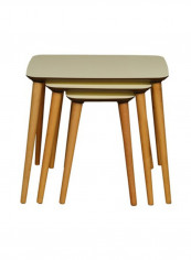 3-Piece Deni Nesting Table Set Cream 45x55x45centimeter