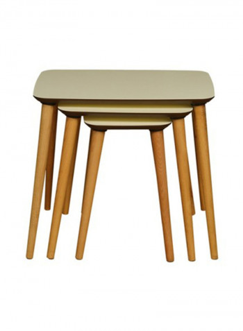 3-Piece Deni Nesting Table Set Cream 45x55x45centimeter