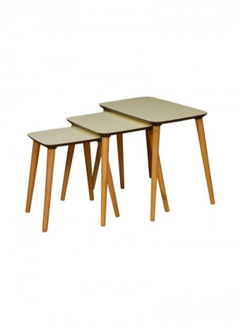 3-Piece Deni Nesting Table Set Cream 45x55x45centimeter