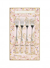 4-Piece Dessert Fork Set Silver/Pink/Black