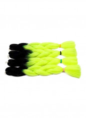 Pack Of 4 Braid Hair Extension Set Black/Green 24inch
