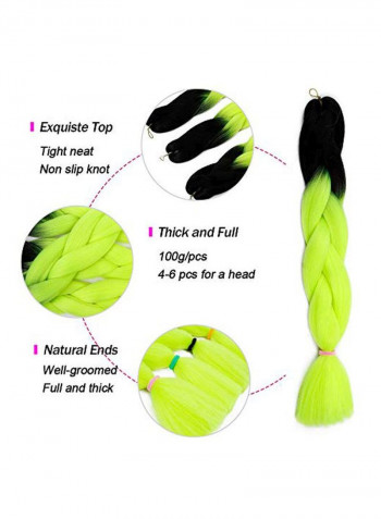 Pack Of 4 Braid Hair Extension Set Black/Green 24inch