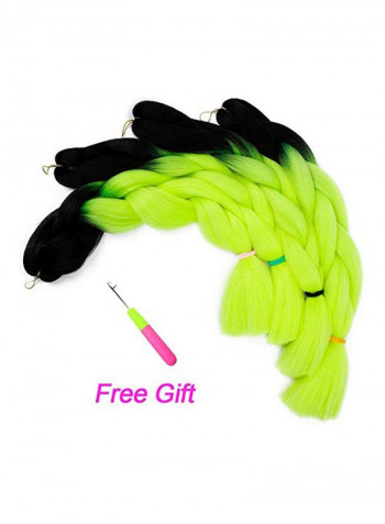 Pack Of 4 Braid Hair Extension Set Black/Green 24inch