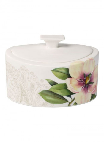 Quinsai Garden Porcelain Box White/Pink/Green 16x13x10centimeter