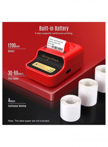 Wireless BT Thermal Label Maker Sticker Printer with RFID Recognition Red
