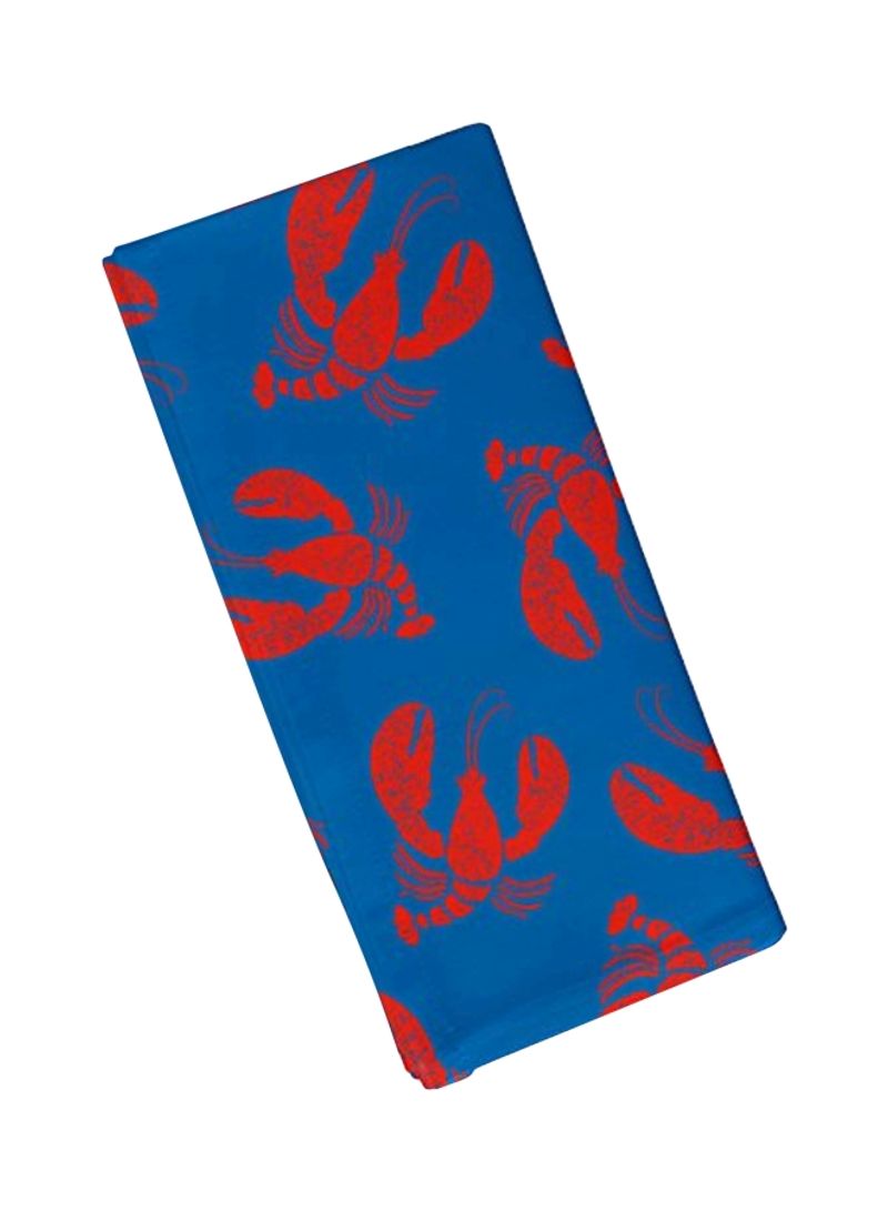 4-Piece Lobster Printed Napkin Set Blue/Red 19 x 19inch