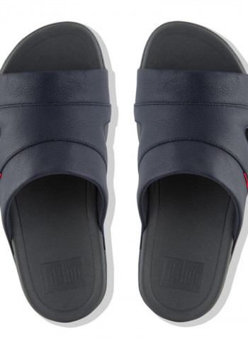 049-174 Fitflop FREEWAY Mens Leather Pool Slides Navy