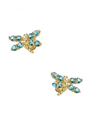 14K Gold Cubic Zirconia Studded Stud Earrings