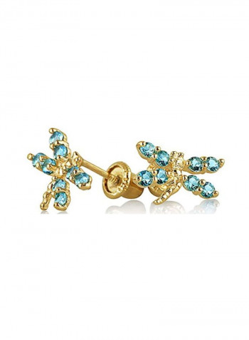 14K Gold Cubic Zirconia Studded Stud Earrings