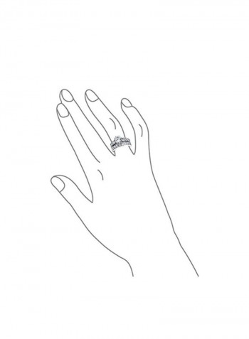 2-Piece 925 Sterling Silver Cubic Zirconia Studded Wedding Band Ring Set