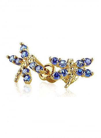 14 Karat Gold Cubic Zirconia Studded Dragonfly Stud Earrings