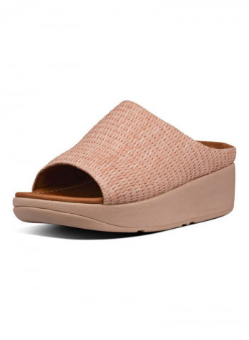 Basket Weave Slides Soft Pink