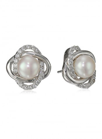 Cubic Zirconia And Pearl Beaded Jewelry Set