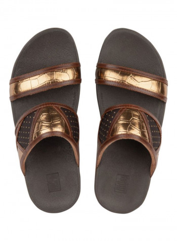 Rosa Art Slip-On Slides Chocolate/Gold