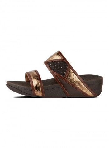 Rosa Art Slip-On Slides Chocolate/Gold