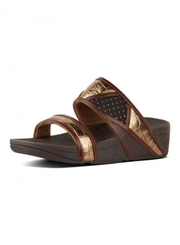 Rosa Art Slip-On Slides Chocolate/Gold