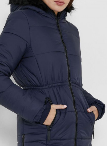 Solid Design Long Sleeves Jacket Navy Blazer