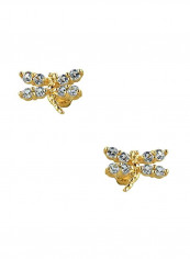 14 Karat Gold Cubic Zirconia Studded Stud Earrings