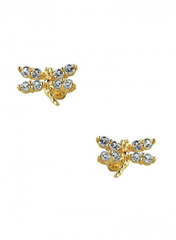 14 Karat Gold Cubic Zirconia Studded Stud Earrings