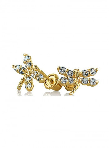 14 Karat Gold Cubic Zirconia Studded Stud Earrings