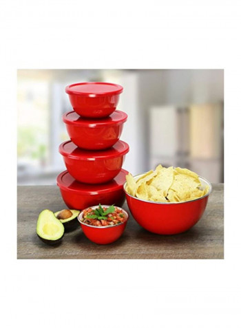 12-Piece Bowl With Airtight Lid Set Red/Silver