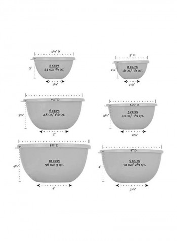 12-Piece Bowl With Airtight Lid Set Red/Silver