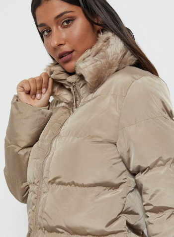 Long Sleeves Quilted Jacket Lead Grey