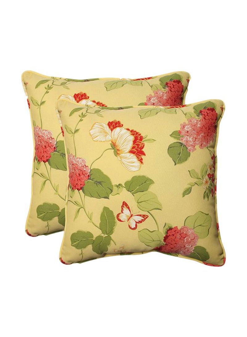 2-Piece Throw Pillow Green/Pink/Yellow 18.5x5x18.5inch