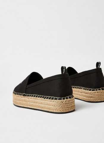 Logo Espadrille Slip-Ons Black