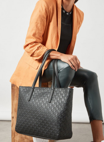 All-Over Monogram Shopper Bag Black