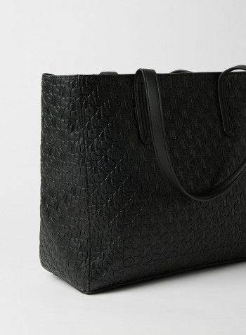 All-Over Monogram Shopper Bag Black