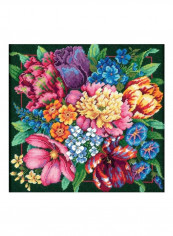 Floral Splendor Needlepoint Stitch Kit Green/Pink/Orange