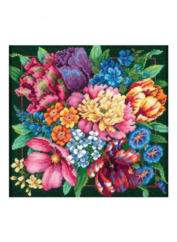 Floral Splendor Needlepoint Stitch Kit Green/Pink/Orange