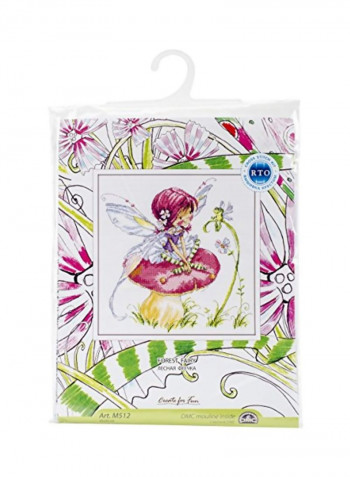 Forest Fairy Counted Cross Stitch Kit White/Pink/Green