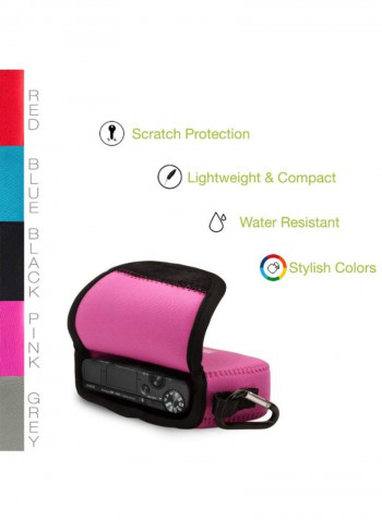 Protective Camera Case With Strap For Sony Cybershot Pink/Black