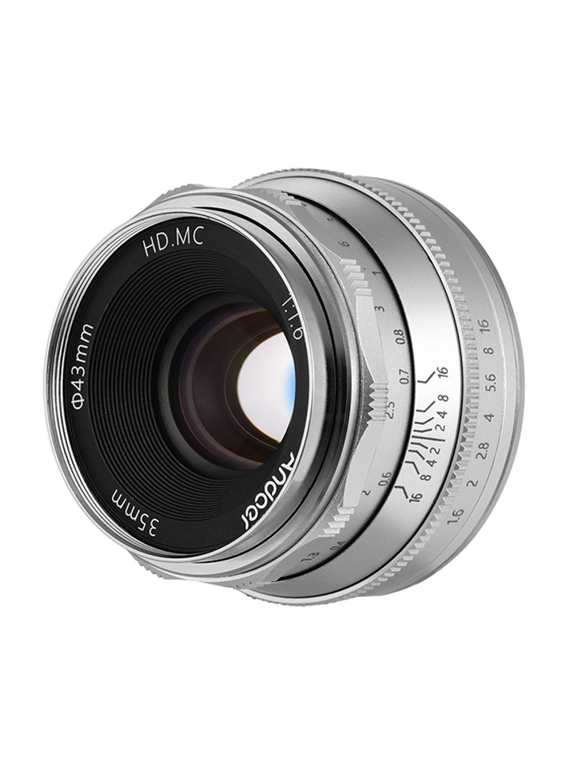 35mm F1.6 Manual Focus Lens For Sony Silver
