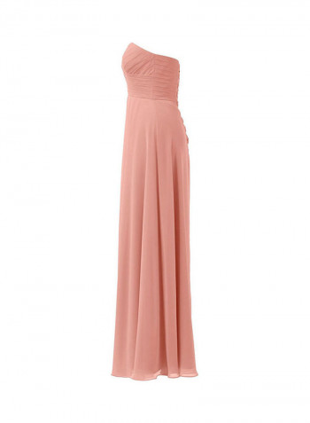 Strapless Waisted Maxi Dress Coral Pink