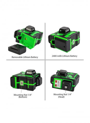 12 Lines 3D Self-Leveling 360 Laser Beam Line Black/Green