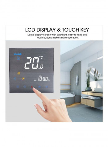 LCD Display Touch Screen Electric Heating Thermostat Black 86x86x13.3millimeter